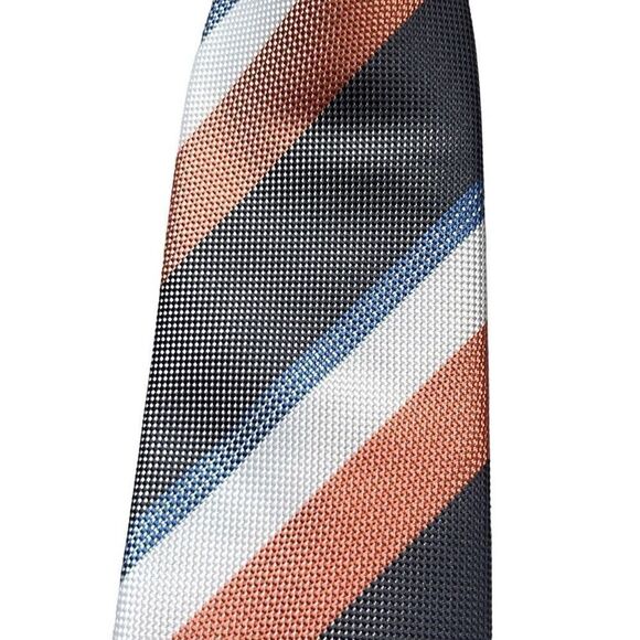 Littlest Prince Boys 2-5 Yr Orange Gray White Stripe Tie Necktie NEW Formal - Picture 2 of 5